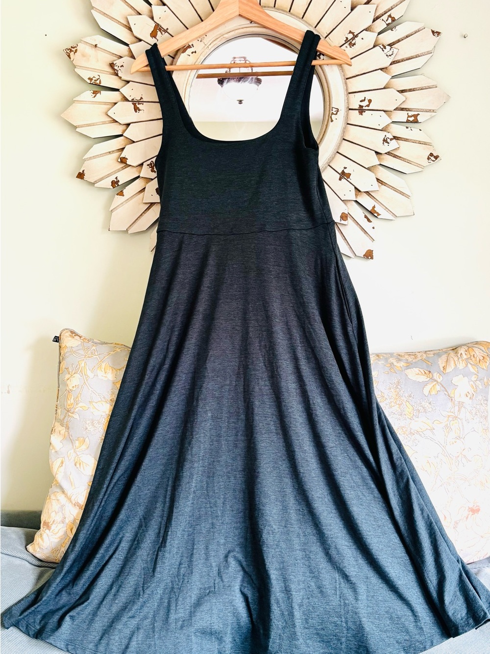Quince Flowknit Breeze Fit & Flare Midi Dress Heather Green Size Medium